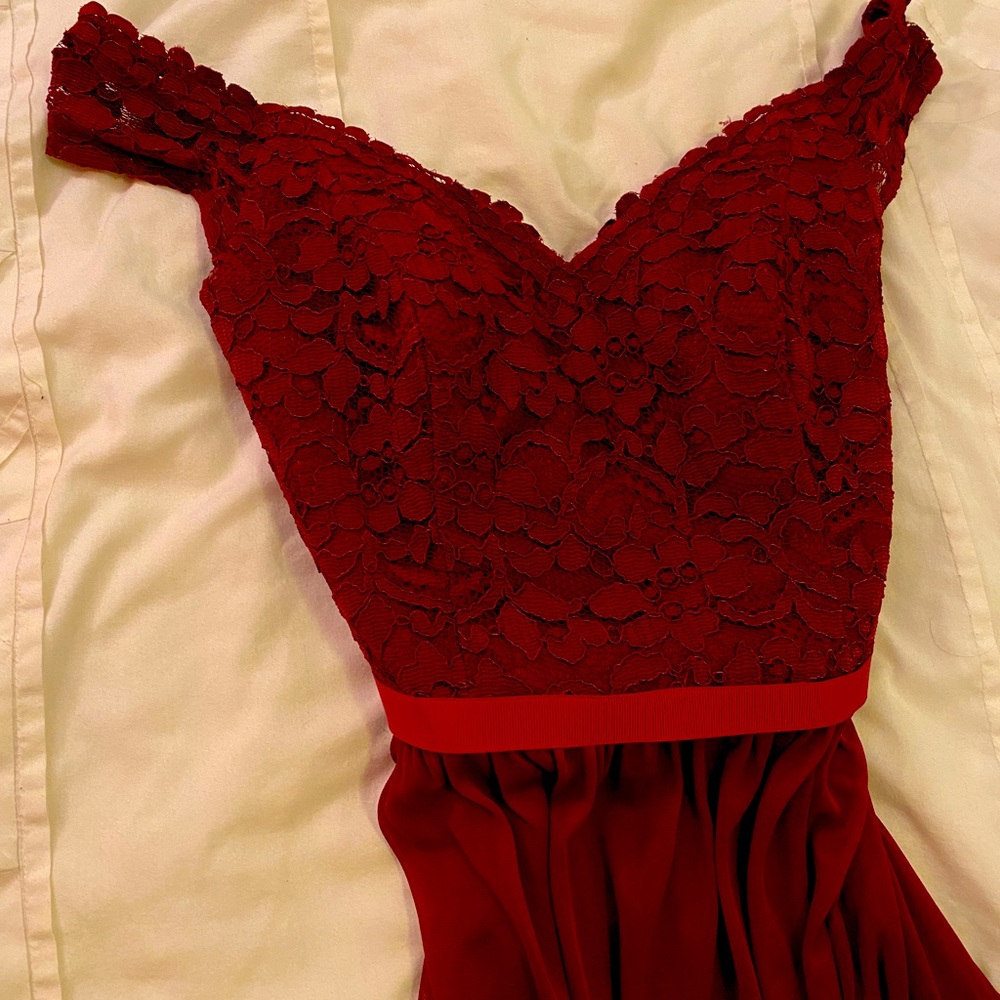 David’s bridal wine/maroon colored bridesmaid dress